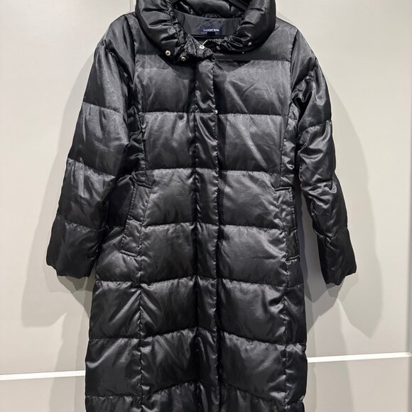 Land's End, Ladies Black, Angel Goose Down Long Coat, Size Medium 10-12 - Picture 1 of 10